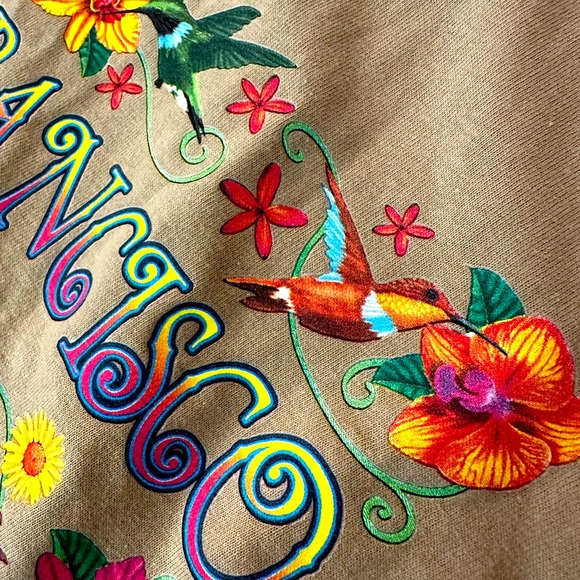 NWOT- VINTAGE Pro Heavy Weight San Francisco Double Stitch Floral Bird Tee Shirt - Picture 7 of 10